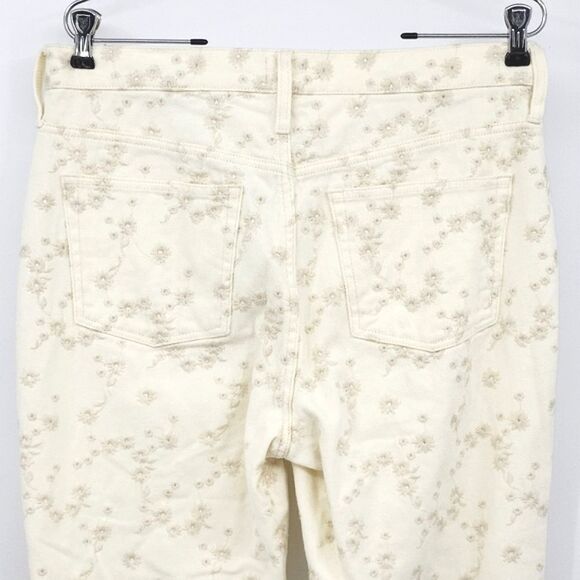 J Crew Billie Demi-Boot Crop Eyelet Off White High Waist Denim Jeans Womens 29 - Picture 4 of 12